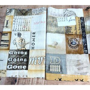 Vintage-Inspired Sports Fabric Panels 43"X8.5" Set Of 2 For Crafting & DIY Proje